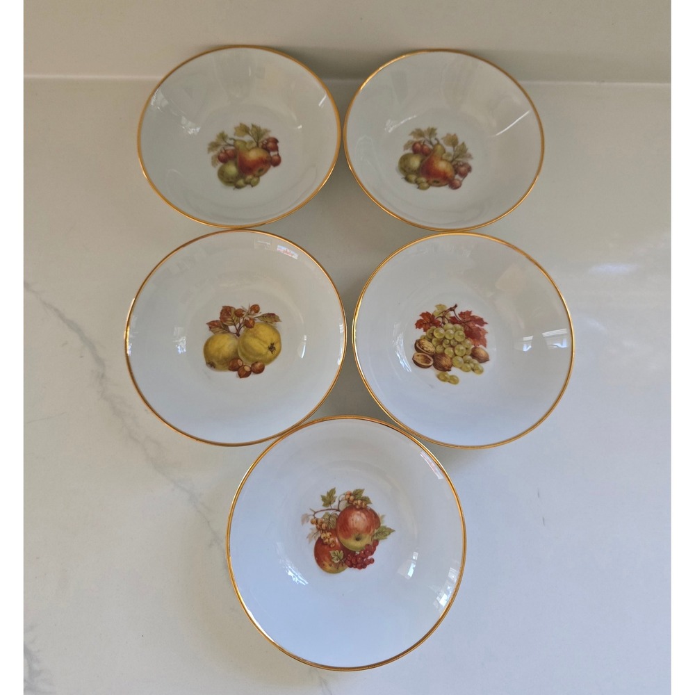 Bareuther‎ Waldsassen Bavaria Germany Fruit Bowls Gold Rim Set of 5 Vintage